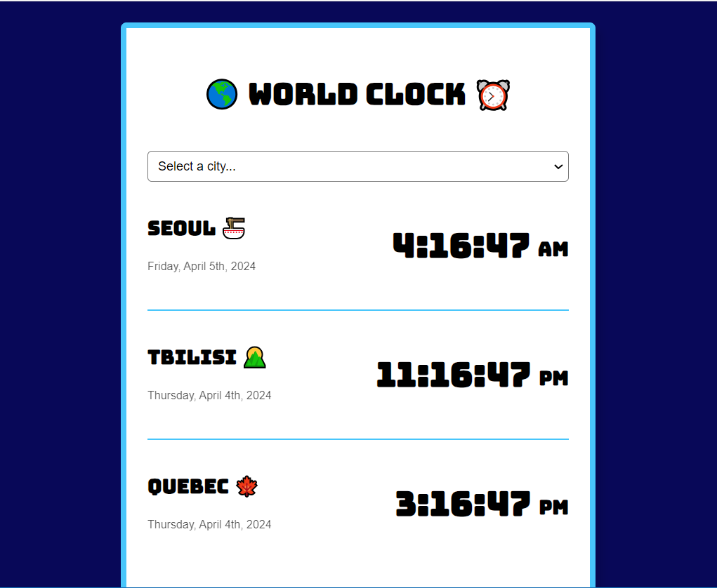 Preview of World Clock app